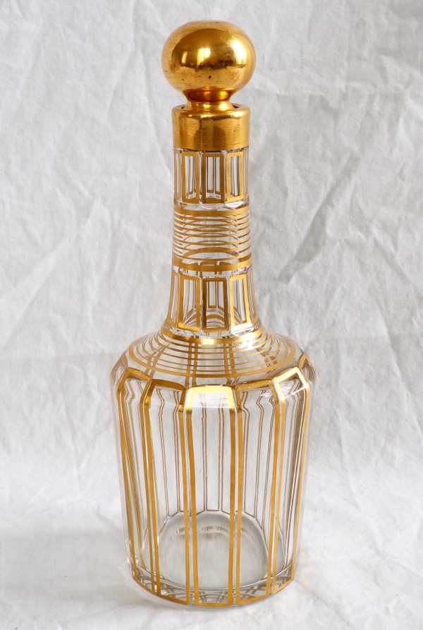 Baccarat crystal liquor set enhanced with fine gold, Cannelures pattern