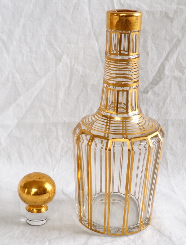 Baccarat crystal liquor set enhanced with fine gold, Cannelures pattern