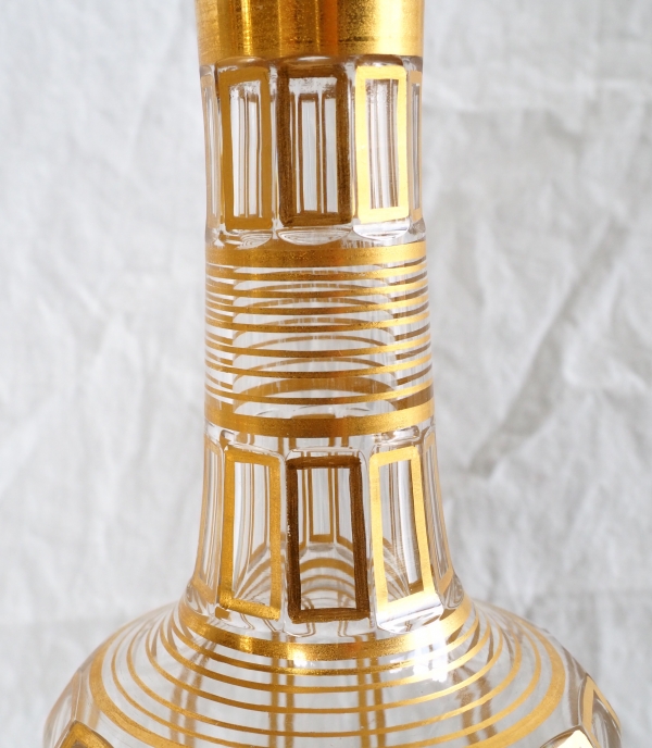 Baccarat crystal liquor set enhanced with fine gold, Cannelures pattern