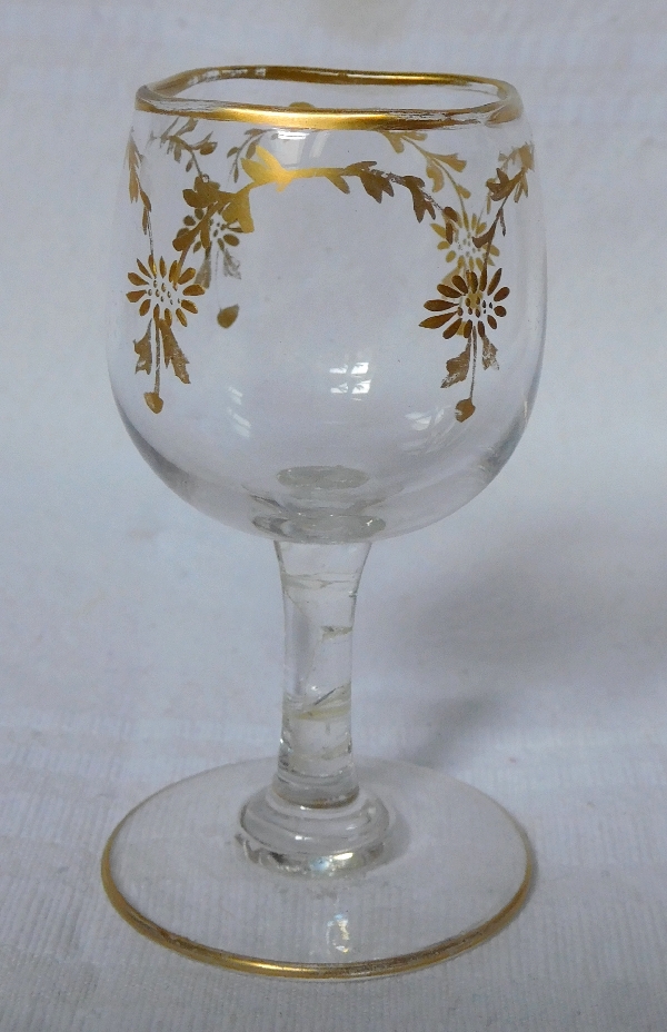 Service à liqueur en cristal de Baccarat doré à l'or fin, fin XIXe siècle, 11 pièces