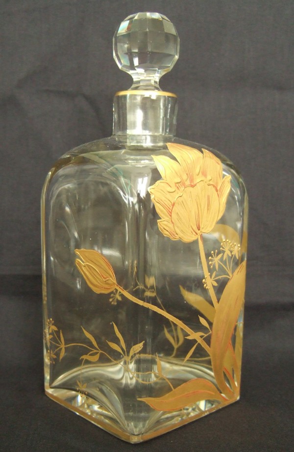 Rare Baccarat liquor set enhanced with fine gold Japanese-inspired decoration