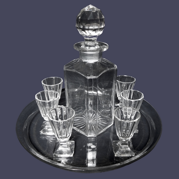 Baccarat crystal liquor set, Malmaison pattern - 8 pieces