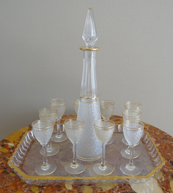 St Louis crystal liquor set enhanced with fine gold - 12 pieces