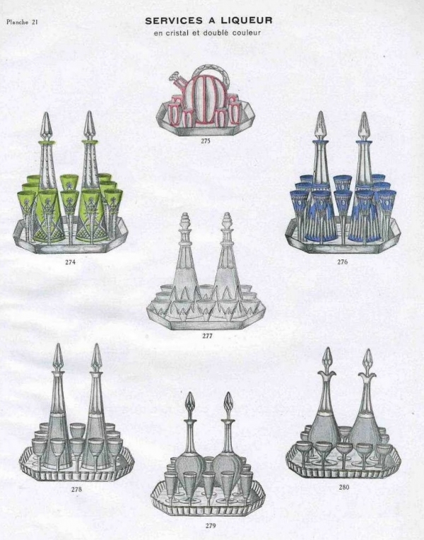 St Louis crystal liquor set enhanced with fine gold - 12 pieces