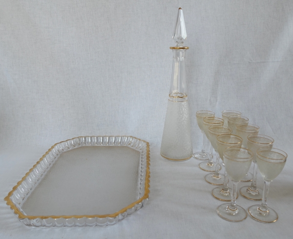 St Louis crystal liquor set enhanced with fine gold - 12 pieces