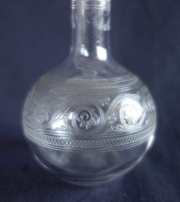 Service verre d'eau / service de nuit 5 pièces en cristal de Baccarat décor gravure Athenienne