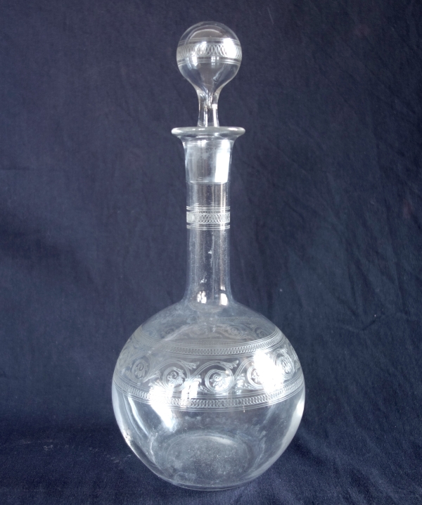 Service verre d'eau / service de nuit 5 pièces en cristal de Baccarat décor gravure Athenienne