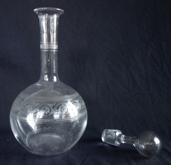 Service verre d'eau / service de nuit 5 pièces en cristal de Baccarat décor gravure Athenienne