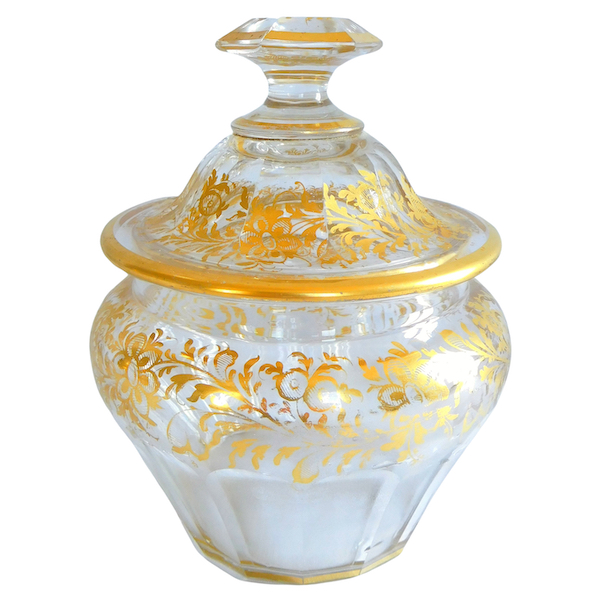 Baccarat crystal sugar pot gilt with fine gold, 19th century