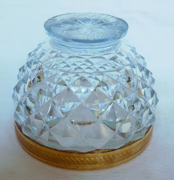 Le Creusot / Baccarat cut crystal and ormoly sugar pot, early 19th century