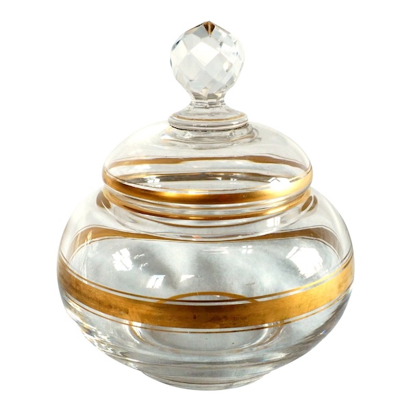 Baccarat crystal sugar pot enhanced with fine gold - late 19th century production