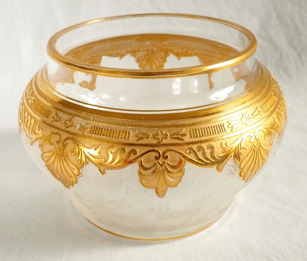 Sucrier en cristal de Saint Louis gravé et doré à l'or fin - modèle Nelly de style Empire