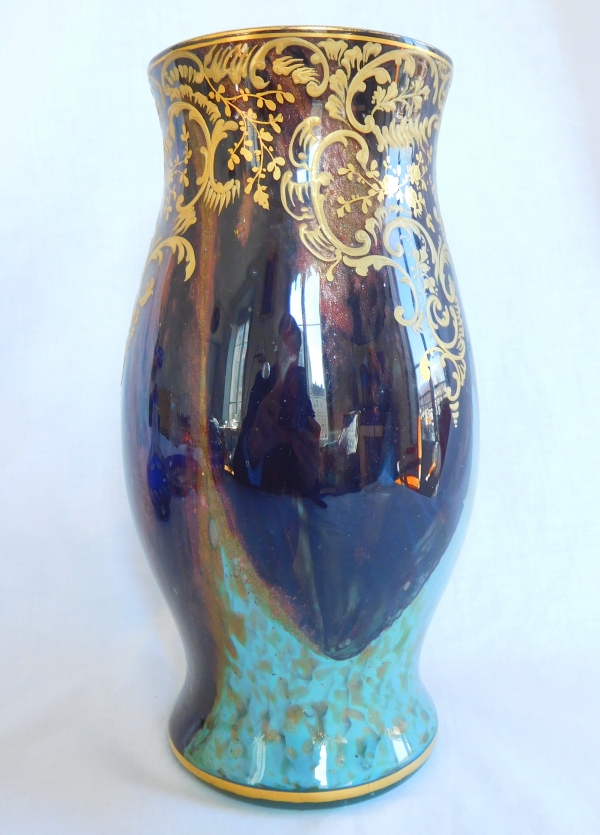 Tall Art Nouveau vase attributed to Ernest Leveillé, late 19th century circa 1890