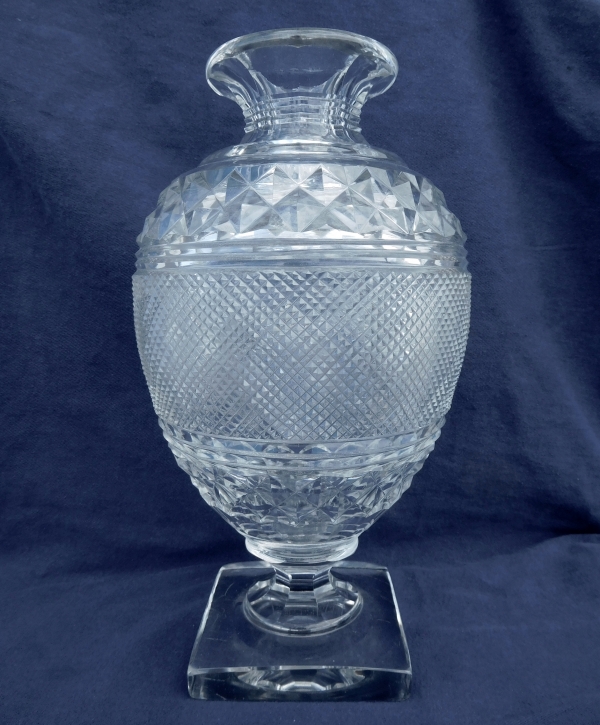 Large Baccarat crystal vase, 19th century style, Baccarat Museum signature