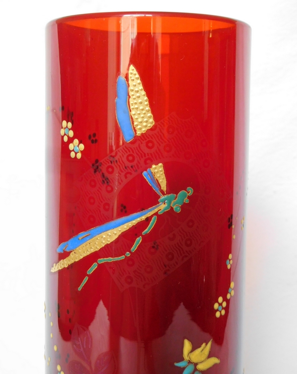 Art Nouveau red Baccarat crystal vase, late 19th century circa 1890 - signed