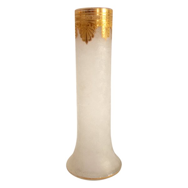 St Louis crystal vase, Nelly pattern enhanced with fine gold - 20cm