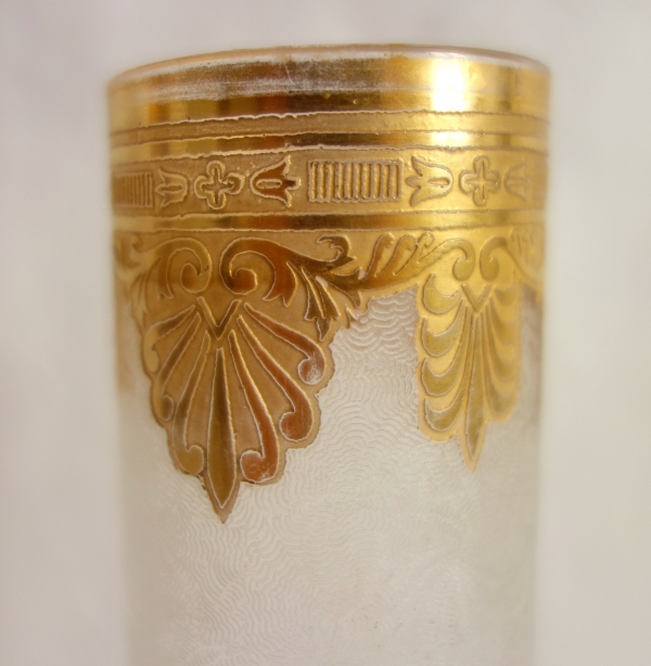 St Louis crystal vase, Nelly pattern enhanced with fine gold - 20cm