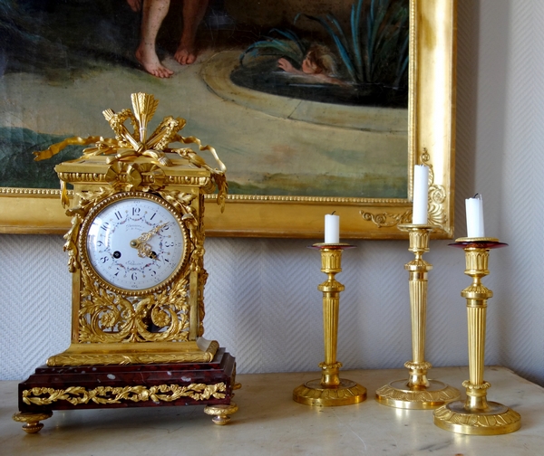 Gerard Jean Galle : Empire gilt bronze candlestick - Chateau de Fontainebleau model