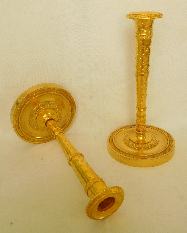 Pair of ormolu Empire candlesticks, early 19th century