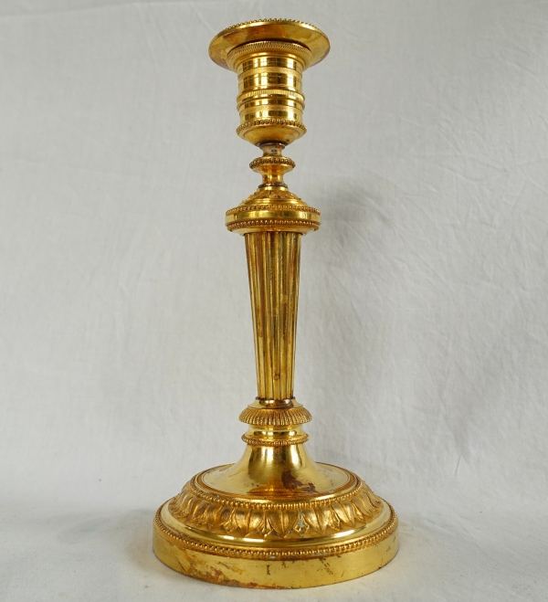 Pair of Louis XVI ormolu candlesticks, late 18th century - 20cm