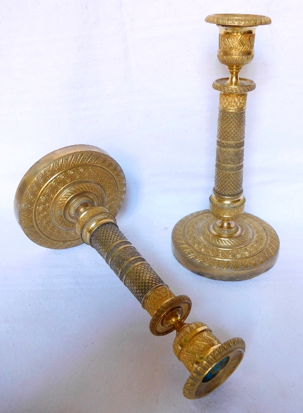 Pair of Empire ormolu candlesticks, early 19th century circa 1815
