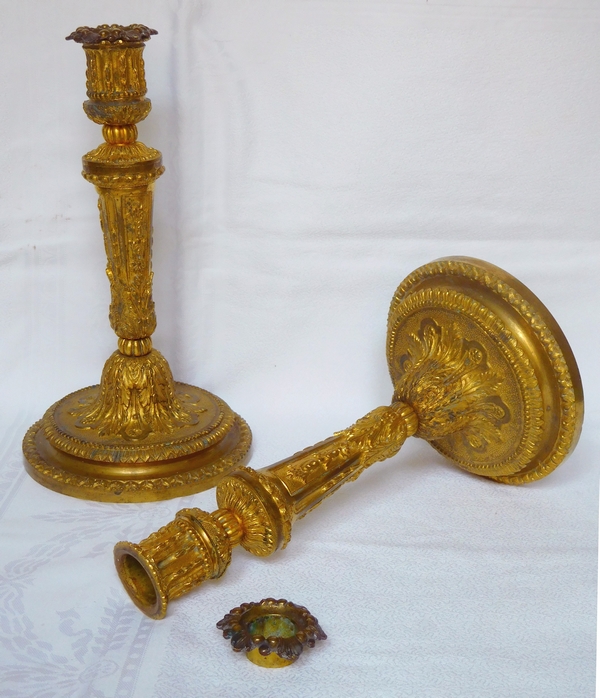 Pair of Regency style ormolu candlesticks, attributed to Sormani