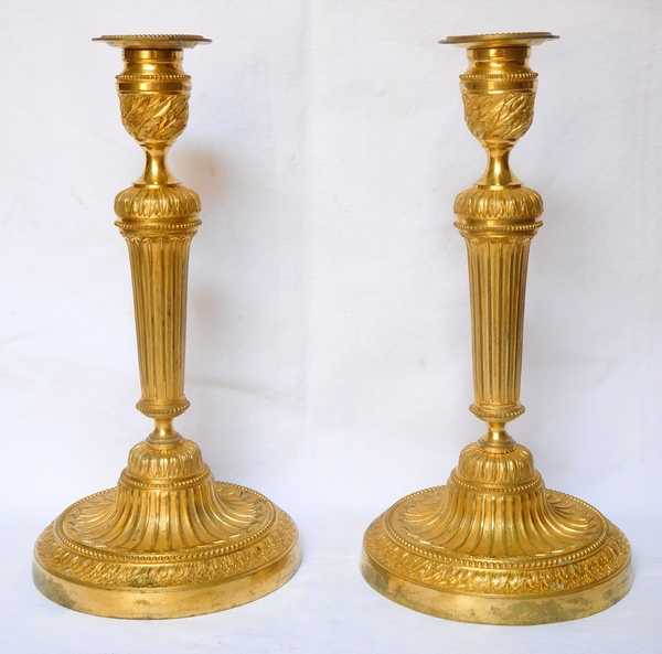 Pair of tall ormolu Louis XVI candlesticks - 29cm