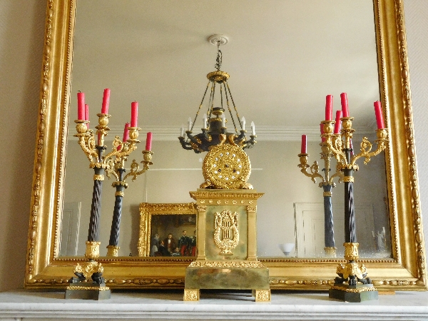 Pair of French Empire ormolu and patinated bronze candelabras, early 19th century