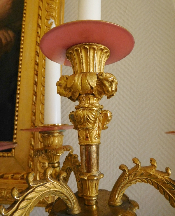 Pair of French Empire ormolu candelabras, early 19th century