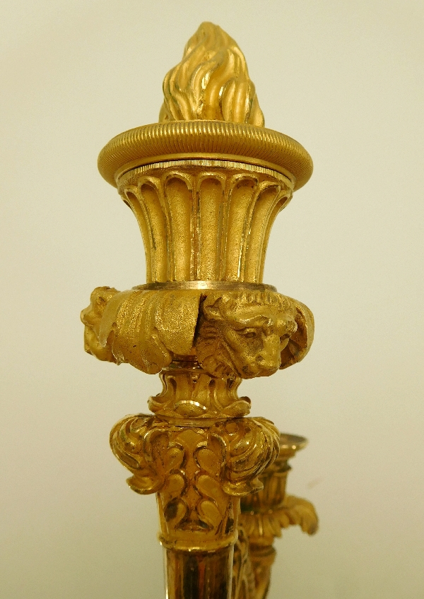 Pair of French Empire ormolu candelabras, early 19th century