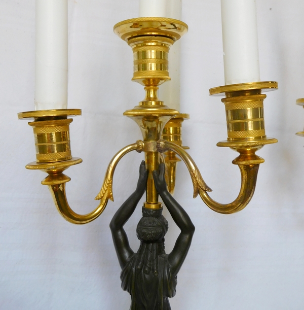 Pair of ormolu candelabras, Empire Restoration Period - early 19th century