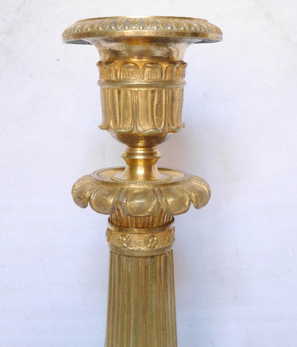 Antique French pair of Empire ormolu candlesticks, France 19th century circa 1830