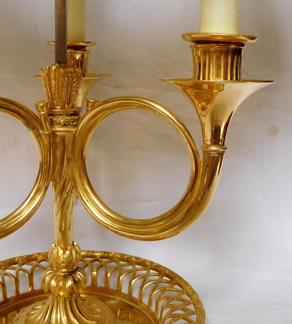 Lampe bouillotte d'époque Louis XVI - Directoire en bronze doré au mercure, XVIIIe siècle