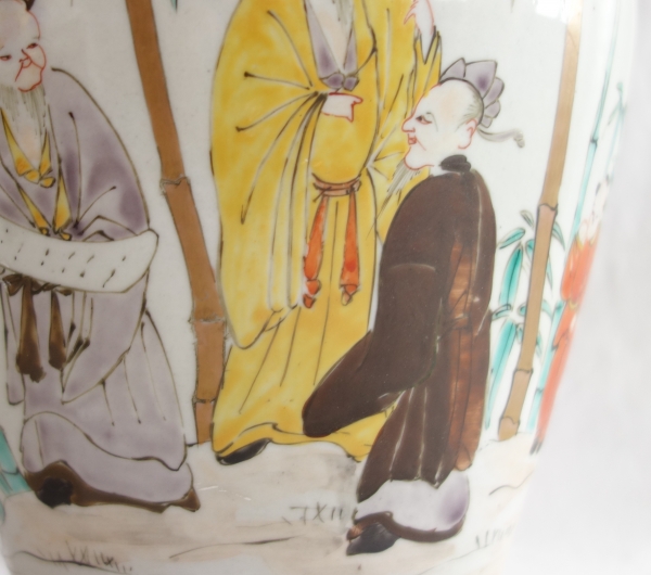 Lampe potiche en porcelaine de Chine, famille verte