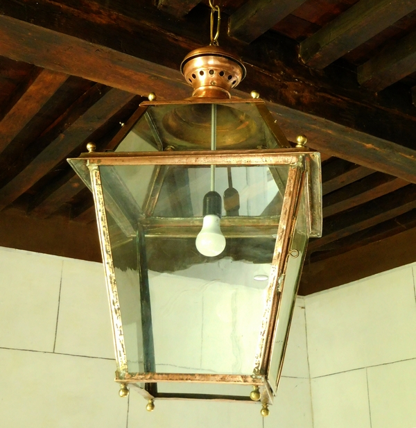 Tall copper and brass lantern for a castle, 18th century