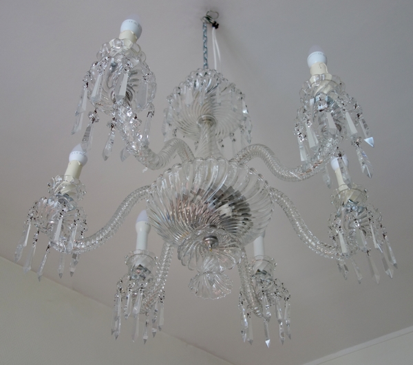 Baccarat cut crystal chandelier, 6 lights - signed