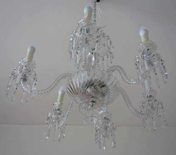 Baccarat cut crystal chandelier, 6 lights - signed