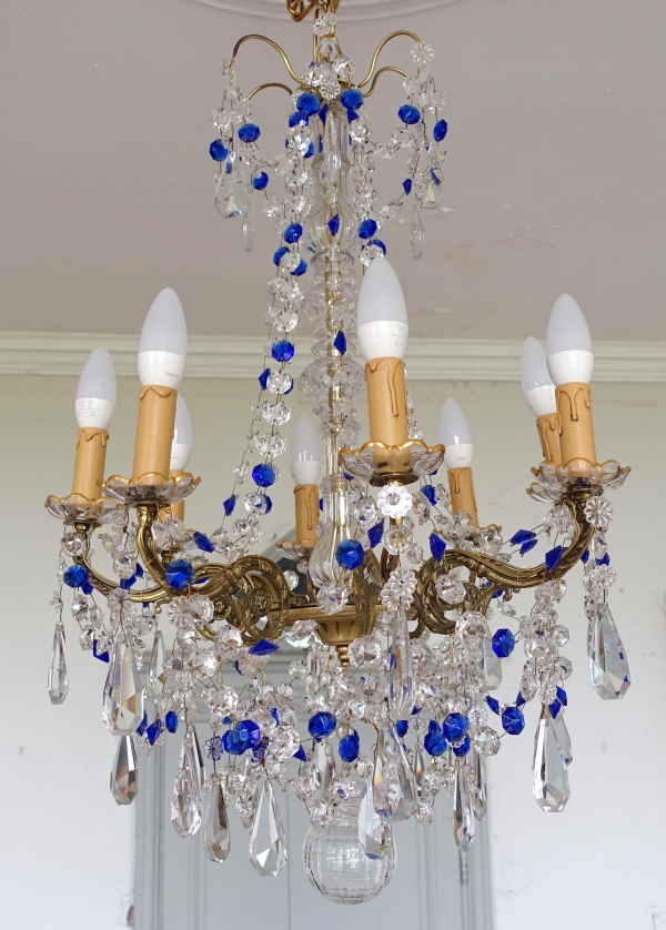 Louis XVI style Baccarat crystal and bronze chandelier, 19th century production
