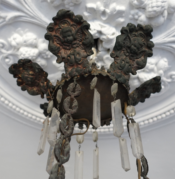 Baccarat crystal and blue opaline chandelier, Napoleon III period
