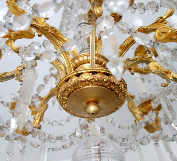 Lustre à 10 feux en cristal de Baccarat et bronze doré à l'or fin - époque fin XIXe siècle