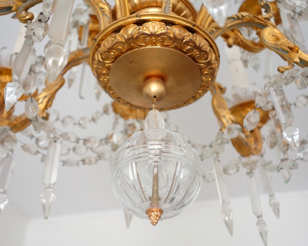 Lustre à 10 feux en cristal de Baccarat et bronze doré à l'or fin - époque fin XIXe siècle