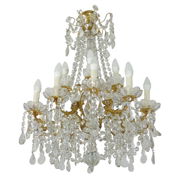 Louis XVI style Baccarat crystal and ormolu chandelier, 16 lights
