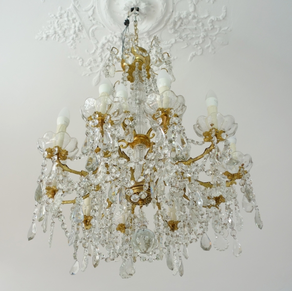 Louis XVI style Baccarat crystal and ormolu chandelier, 16 lights