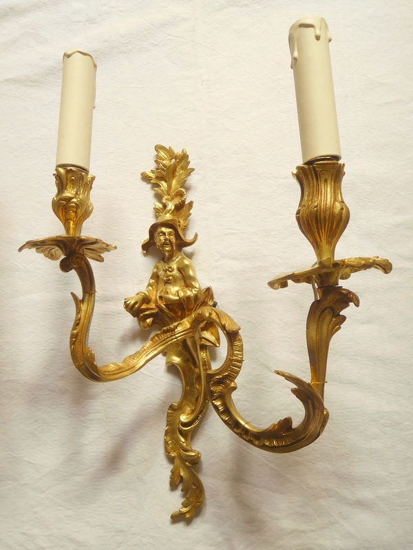 Pair of ormolu Louis XV style wall light