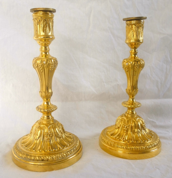 Pair of Louis XVI ormolu candlesticks, mercury gilt - 18th century