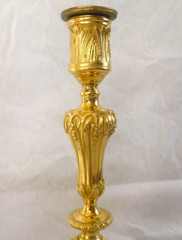 Pair of Louis XVI ormolu candlesticks, mercury gilt - 18th century