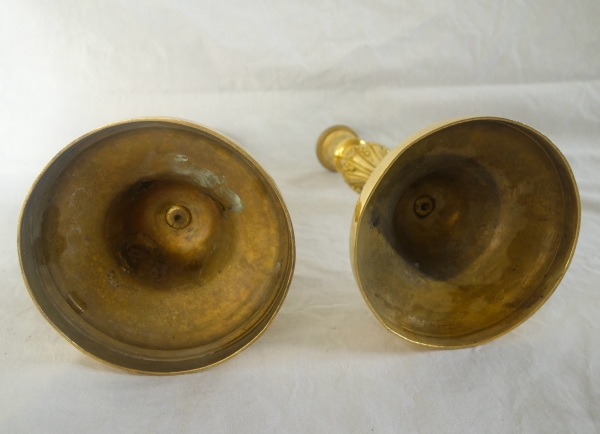 Pair of Louis XVI ormolu candlesticks, mercury gilt - 18th century