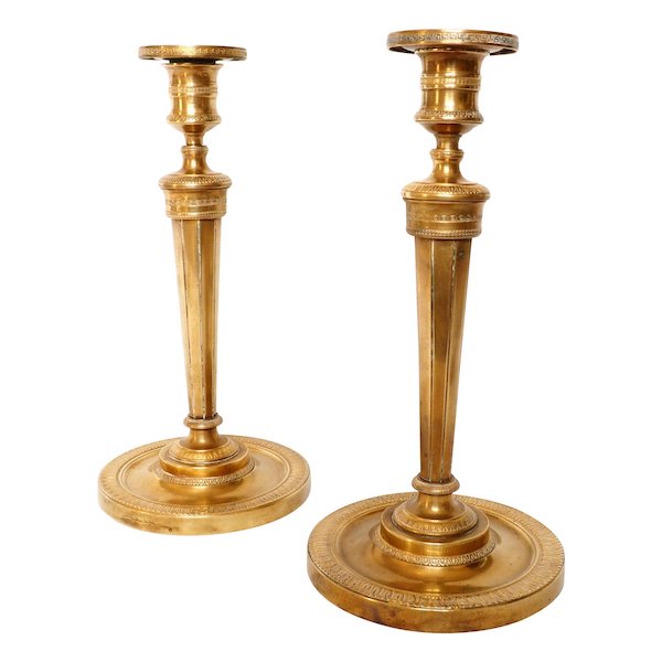 Pair of Empire ormolu candlesticks attributed to Claude Galle