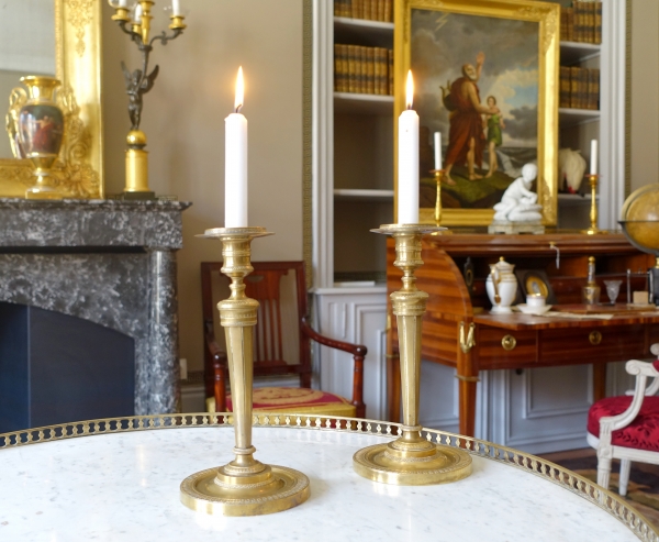 Pair of Empire ormolu candlesticks attributed to Claude Galle