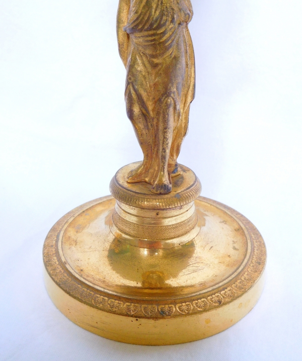 Paire de bougeoirs en bronze doré d'époque Consulat Empire - 20cm
